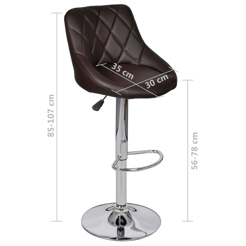 Bar Stools 2 pcs Brown Faux Leather Payday Deals