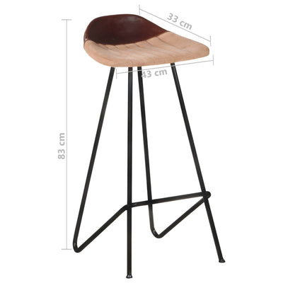 Bar Stools 2 pcs Brown Real Leather Payday Deals