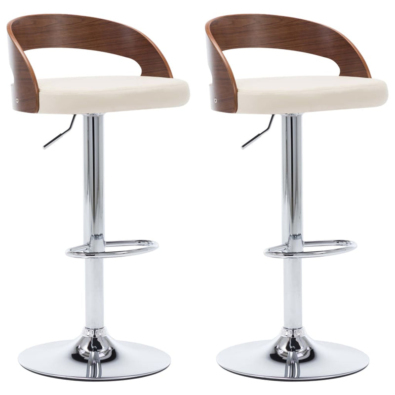 Bar Stools 2 pcs Cream Faux Leather and Bentwood Payday Deals