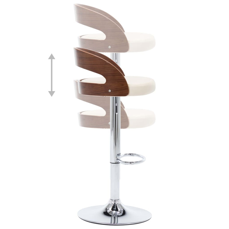 Bar Stools 2 pcs Cream Faux Leather and Bentwood Payday Deals