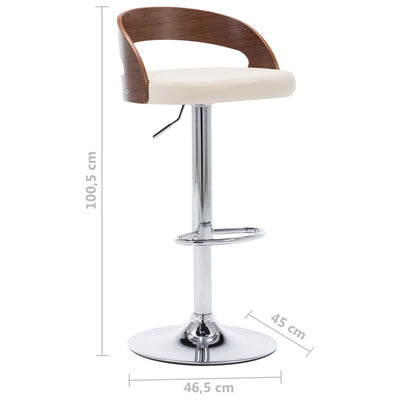 Bar Stools 2 pcs Cream Faux Leather and Bentwood Payday Deals