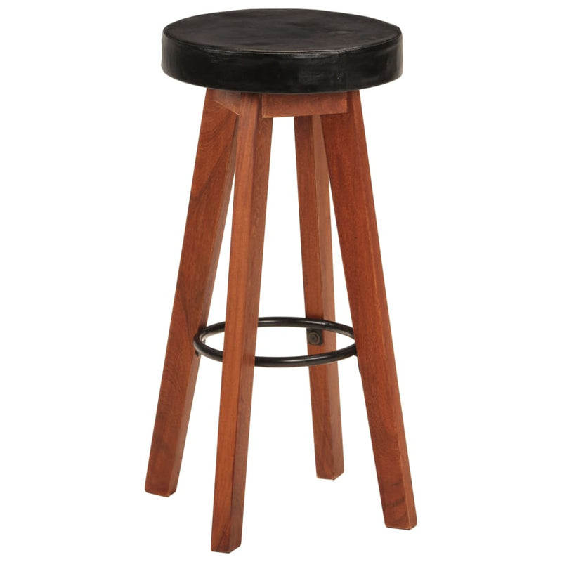 Bar Stools 2 pcs Real Leather and Solid Wood Acacia Payday Deals