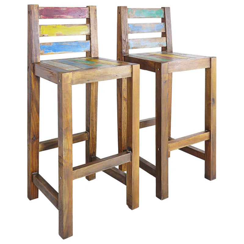 Bar Stools 2 pcs Solid Reclaimed Wood Payday Deals