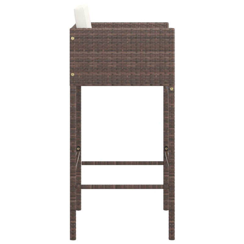 Bar Stools 2 pcs with Cushions Brown Poly Rattan Payday Deals