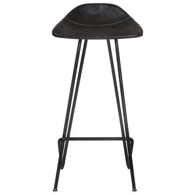 Bar Stools 4 pcs Black Real Leather Payday Deals