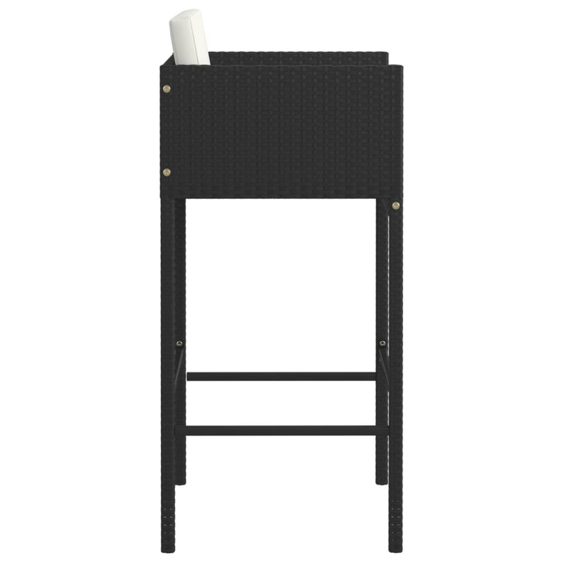 Bar Stools 4 pcs with Cushions Black Poly Rattan Payday Deals