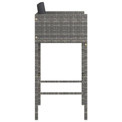 Bar Stools 4 pcs with Cushions Grey Poly Rattan Payday Deals