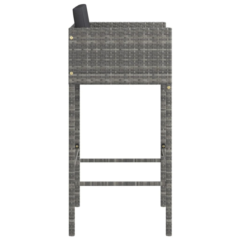 Bar Stools 4 pcs with Cushions Grey Poly Rattan Payday Deals