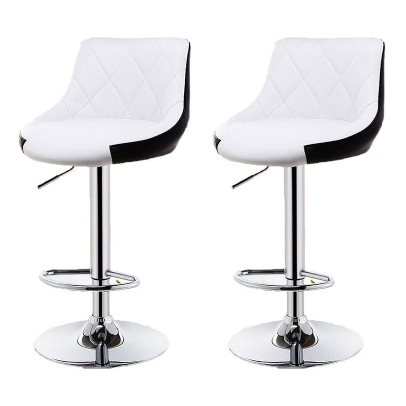 Bar Stools Kitchen Bar Stool Leather Barstools Swivel Gas Lift Counter Chairs x2 BS8403 White Payday Deals