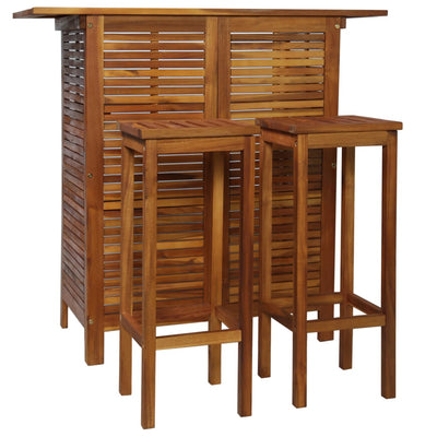Bar Table and Chair Set 3 Pieces Solid Acacia Wood Payday Deals