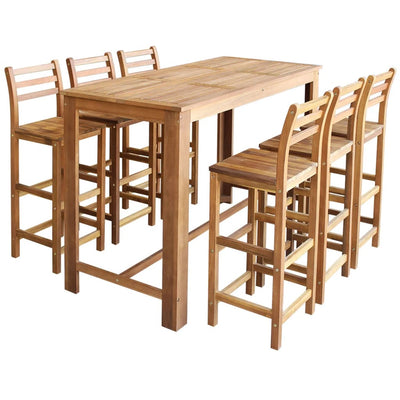 Bar Table and Chair Set 7 Pieces Solid Acacia Wood Payday Deals