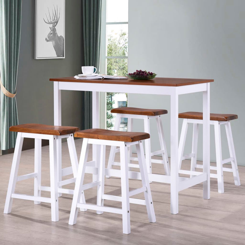 Bar Table and Stool Set 5 Pieces Solid Wood Payday Deals