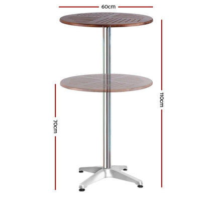 Outdoor Bar Table Furniture Wooden Cafe Table Aluminium Adjustable Round Gardeon Payday Deals
