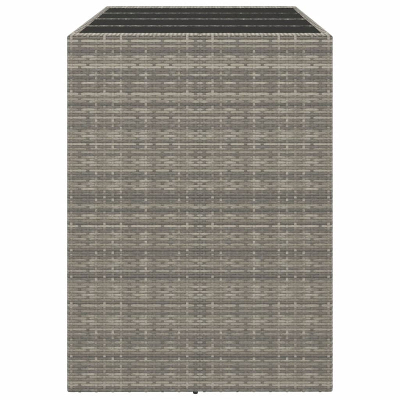 Bar Table with Glass Top Grey 145x80x110 cm Poly Rattan Payday Deals
