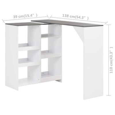 Bar Table with Moveable Shelf White 138x39x110 cm Payday Deals