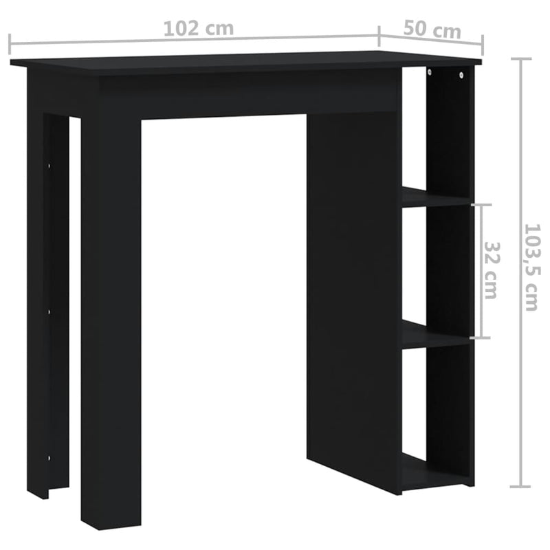 Bar Table with Shelf Black 102x50x103.5 cm Chipboard Payday Deals