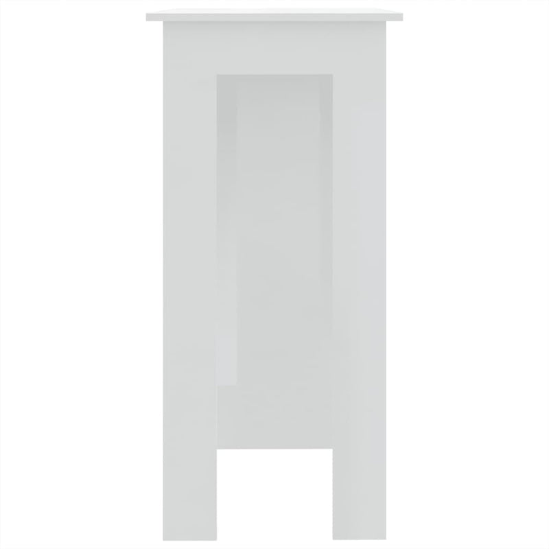 Bar Table with Shelf High Gloss White 102x50x103.5 cm Chipboard Payday Deals