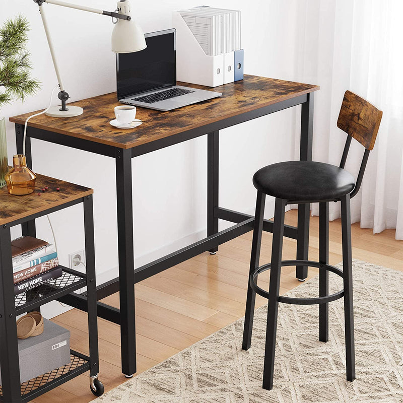 Bar Table with Solid Metal Frame and Wood Look, 120 x 60 x 90 cm Payday Deals