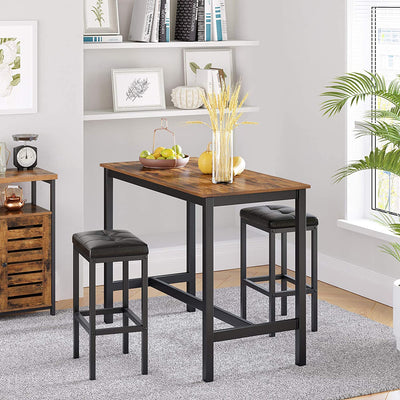 Bar Table with Solid Metal Frame and Wood Look, 120 x 60 x 90 cm Payday Deals