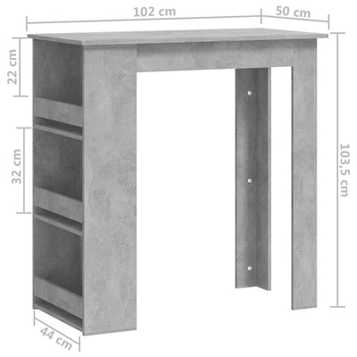 Bar Table with Storage Rack Concrete Grey 102x50x103.5 cm Payday Deals