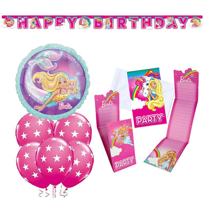 Barbie Banner, Balloons, Invitations Girl Birthday Party Pack