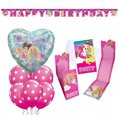 Barbie Birthday Banner, Balloons, Invitations Girl Party Pack