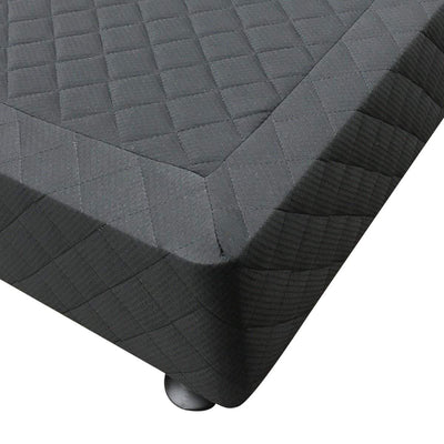 Mattress Base Ensemble King Size Solid Wooden Slat in Black with Removable Cover Payday Deals