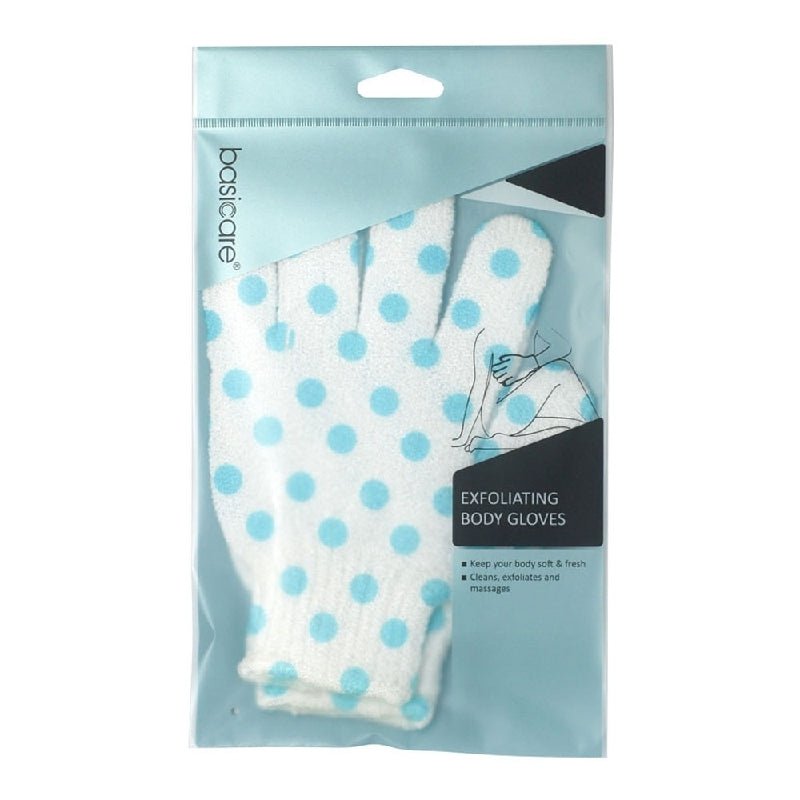Basic Care Exfoliating Body Gloves White with Blue Dots Payday Deals