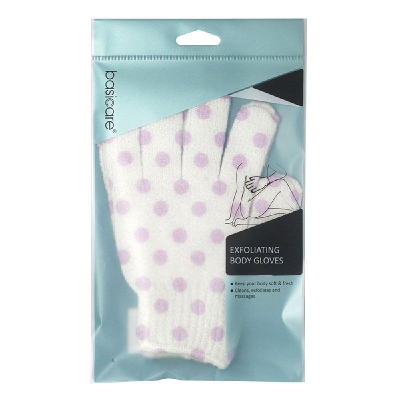 Basic Care Exfoliating Body Gloves White with Purple Dots Payday Deals