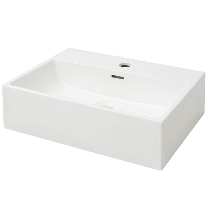 Basin with Faucet Hole Ceramic White 51.5x38.5x15 cm Payday Deals