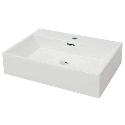 Basin with Faucet Hole Ceramic White 60.5x42.5x14.5 cm Payday Deals