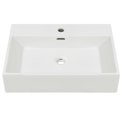 Basin with Faucet Hole Ceramic White 60.5x42.5x14.5 cm Payday Deals