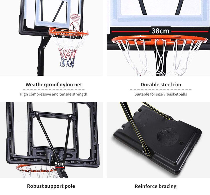 Basketball Hoop Stand Kid Rim Ring System Large Backboard Net Height Adjustable