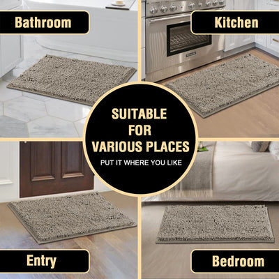 Bath Mat Rug Bathroom Extra Soft Absorbent Rugs Non Slip Quick Dry Grey Payday Deals