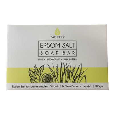 Bathefex Epsom Salt Soap Bar 100gm Lime & Lemon Grass Vitamin E and Shea Butter Payday Deals
