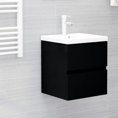 Bathroom Furniture Set Black Engineered Wood Payday Deals