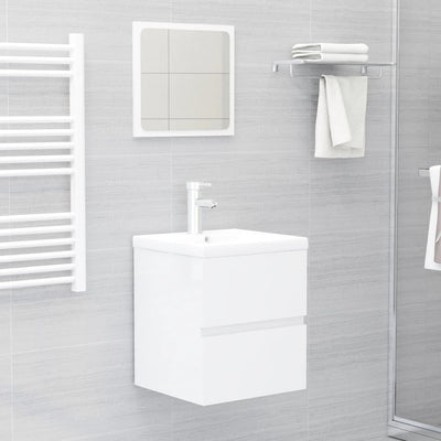 Bathroom Furniture Set High Gloss White Engineered Wood Payday Deals
