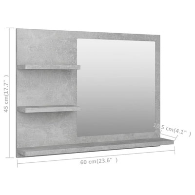 Bathroom Mirror Concrete Grey 60x10.5x45 cm Chipboard Payday Deals