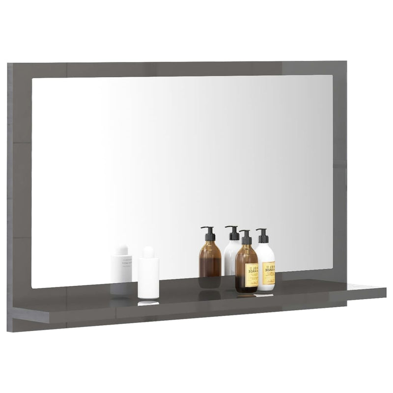 Bathroom Mirror High Gloss Grey 60cm Chipboard Payday Deals