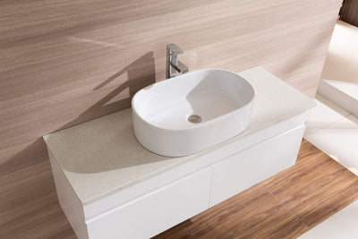 Bathroom Vanity 1200 White Wall Hung Narrow Ceramic Basin Stone