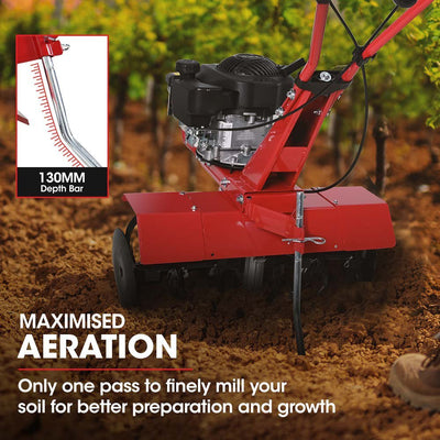 Baumr-AG 150CC Garden Tiller Cultivator Petrol Rototiller 4-Stroke Soil Power Rotary Hoe Payday Deals