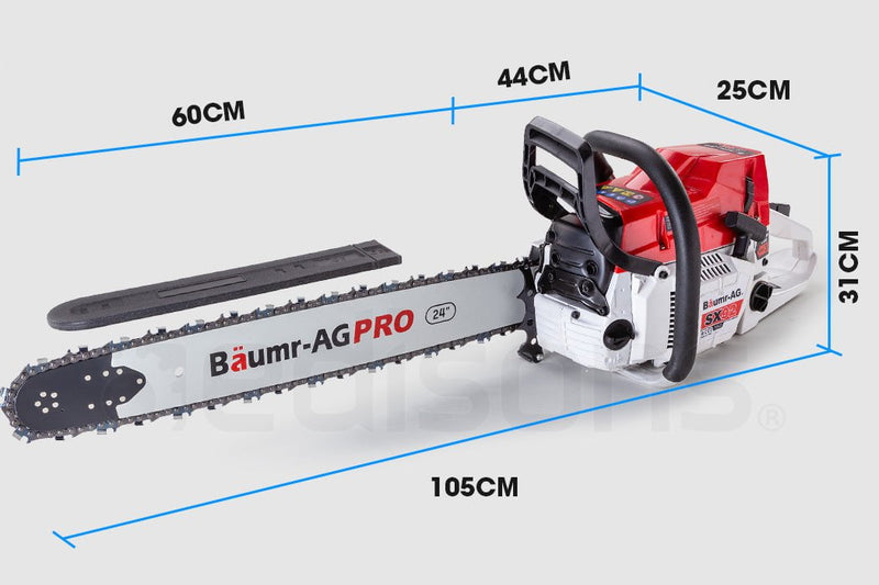 BAUMR-AG Petrol Commercial Chainsaw 24 Bar E-Start Chain Saw Top Handle Pruning Payday Deals