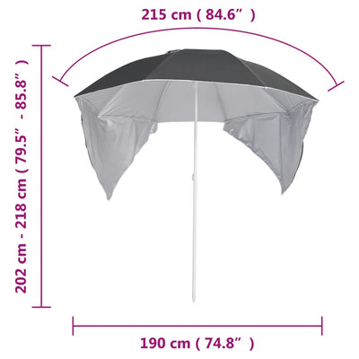 Beach Umbrella with Side Walls Anthracite 215 cm Payday Deals