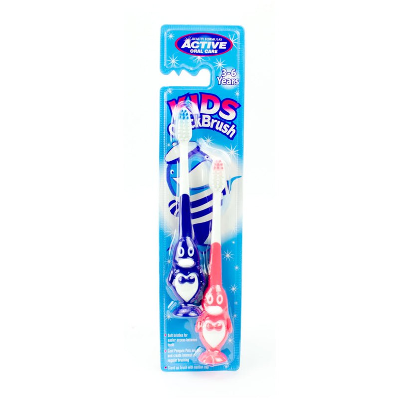 Beauty Formulas Toothbrush Kids Quickbrush 3-6 Years 2 Pack Penguin Oral Care Payday Deals