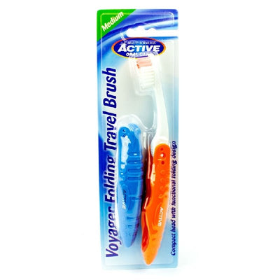 Beauty Formulas Voyager Folding Travel Toothbrush Medium 2 Pack Dental Oral Care