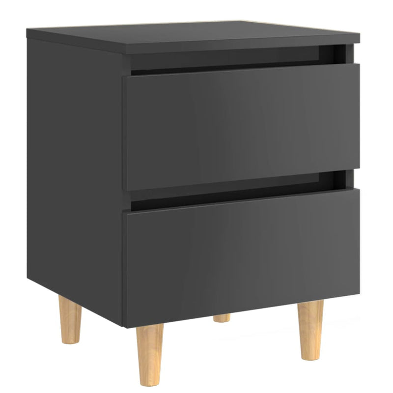 Bed Cabinet & Solid Pinewood Legs High Gloss Grey 40x35x50cm Payday Deals