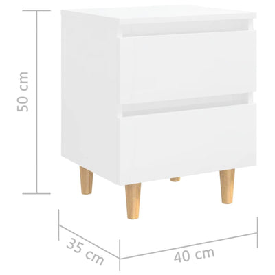 Bed Cabinet & Solid Pinewood Legs High Gloss White 40x35x50 cm Payday Deals
