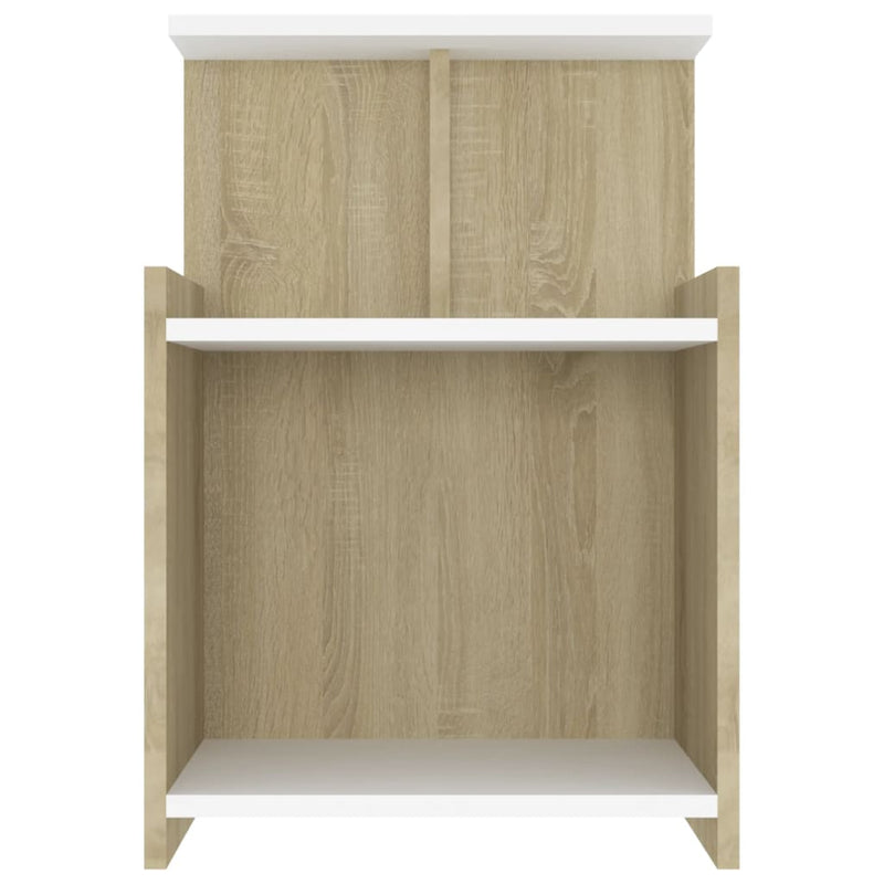 Bed Cabinet White and Sonoma Oak 40x35x60 cm Chipboard Payday Deals