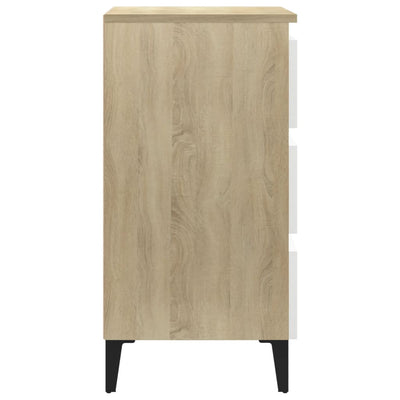 Bed Cabinet with Metal Legs 2 pcs White and Sonoma Oak 40x35x69 cm Payday Deals