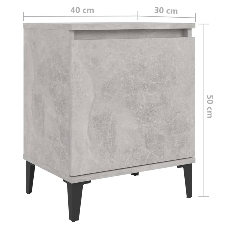 Bed Cabinet with Metal Legs Concrete Grey 40x30x50 cm Payday Deals